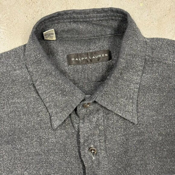 Ralph Lauren Black Label Knit Dress Shirt Made in Italyy Cotton Grey Small - Picture 5 of 7